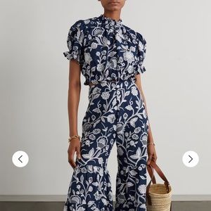 Waimari + NET SUSTAIN Aquarelle cropped embroidered cotton top